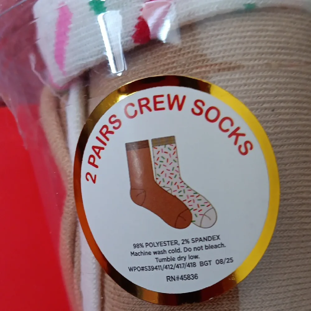 Peppermint Festive Cone Socks - Red, Green, Pink - Picture 4 of 4